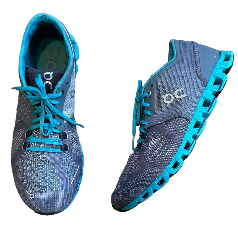 On Running Athletic Shoes in Blue and Teal